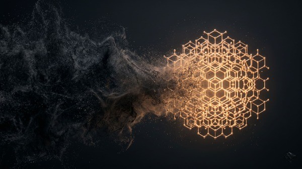 Luminous molecular lattice emerging from dark unstructured noise