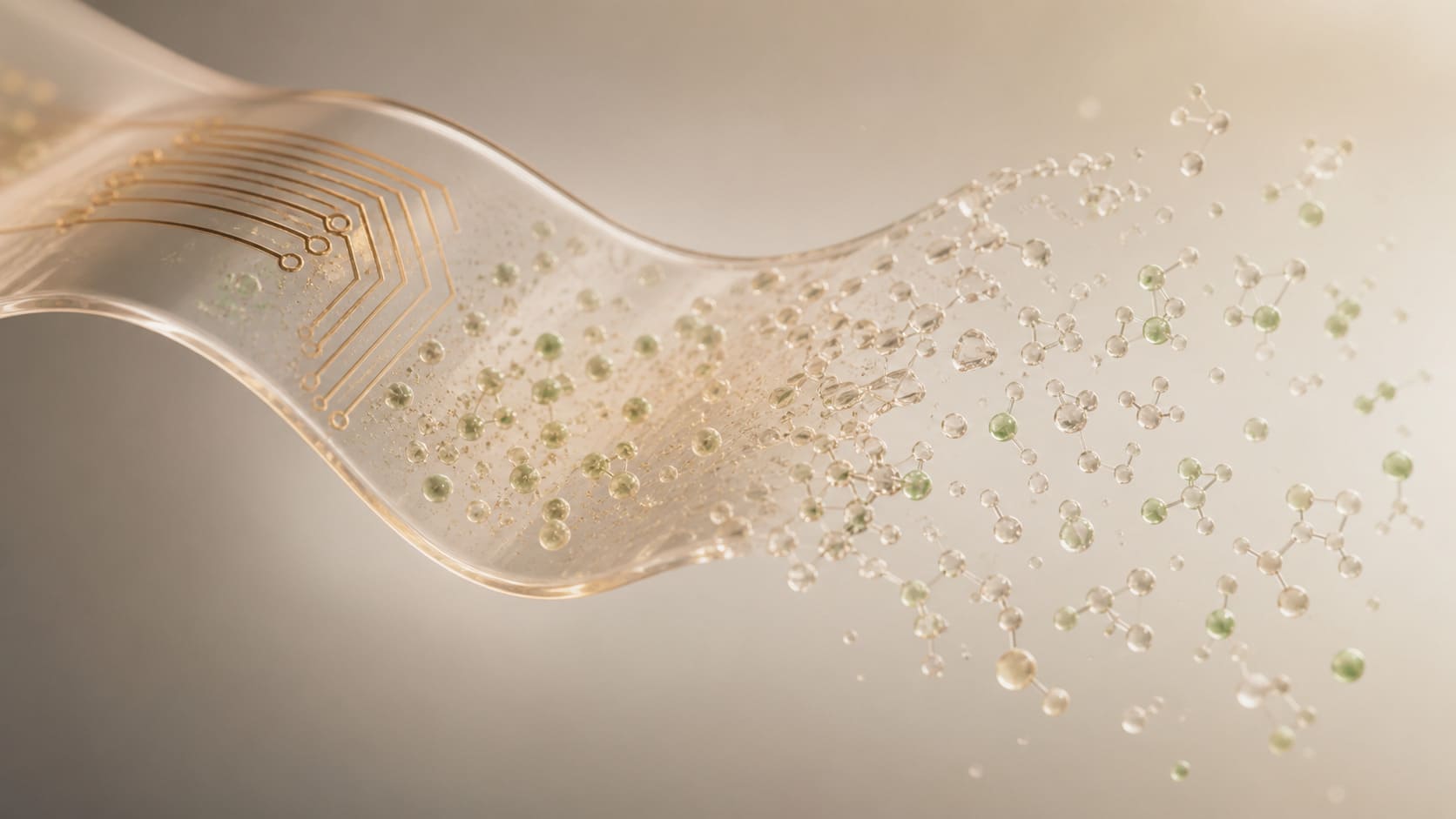 A translucent film holding dormant spores in soft warm light, atmospheric, mostly negative space