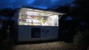 The portable SolarKiosk is an “autonomous business unit” that sells energy, products, tools and services