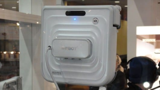 Winbot 7 window cleaning robot uses a vacuum seal to stick to the glass
