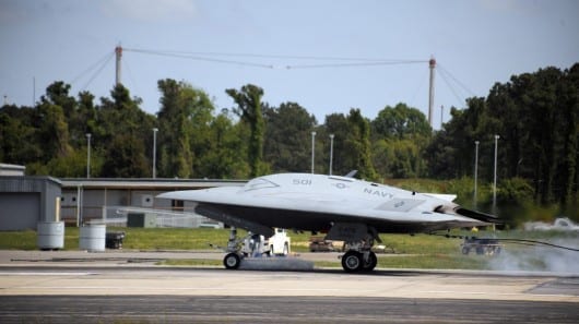 X-47B makes first carrier-style arrester landing