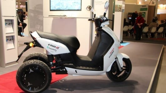 Three-wheeled e-scooter offers added stability, but still leans into turns