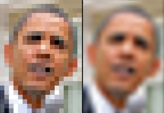 The President of the United States in 16 x 20 pixel resolution – a blurred, yet clea...