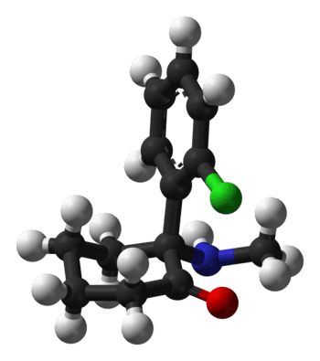 ball-and-stick model of (R)-ketamine (Photo credit: Wikipedia)