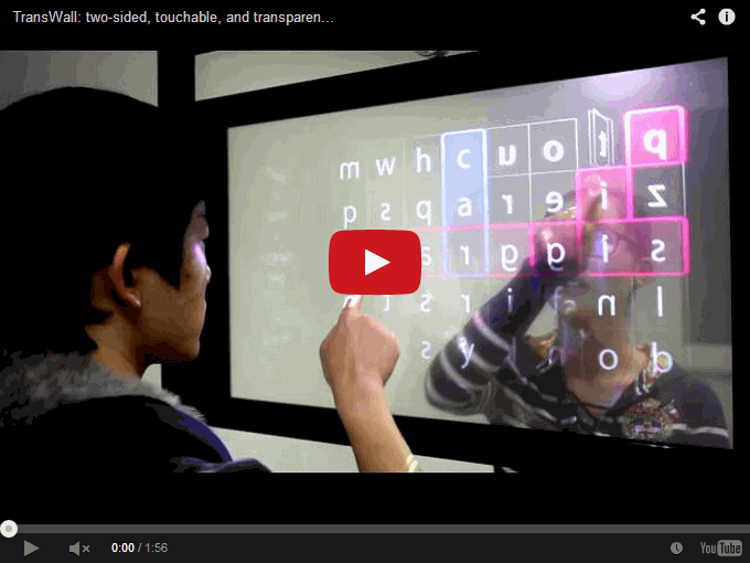 TransWall:  two-sided, transparent touchscreen