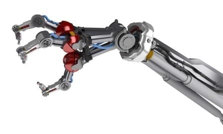 3d robotic arm, over white, isolated