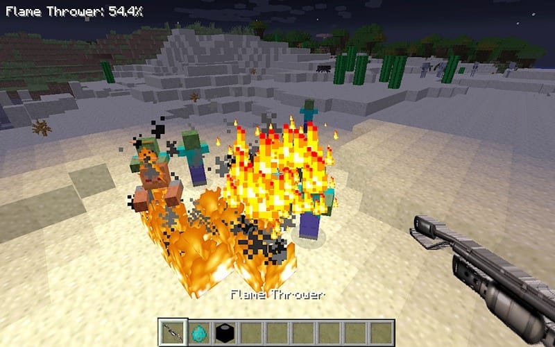 The “Polycraft World” modification allows “Minecraft” players to create flamethrowers. But to do so, players learn about plastics processing in order to refine and fabricate the necessary components to build them.