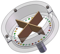 J. Lei/Chongqing University, China Illustration of the fluorescent cross-responsive sensor array device. This image shows the structure of the rotary type reaction chamber.