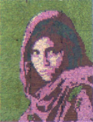 Dr. Chanda used an iconic National Geographic photographic of an Afghan girl to demonstrate the color-changing abilities of the nanostructured reflective display developed by his team. CREDIT University of Central Florida