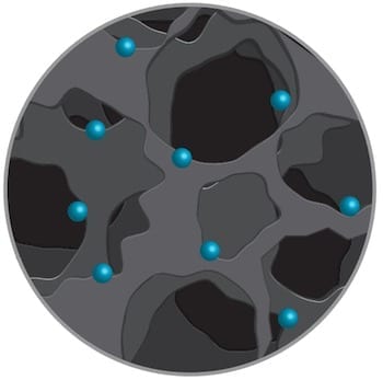 Rice University chemists embedded metallic nanoparticles into laser-induced graphene. The particles turn the material into a useful catalyst for fuel cell and other applications. Courtesy of the Tour Group