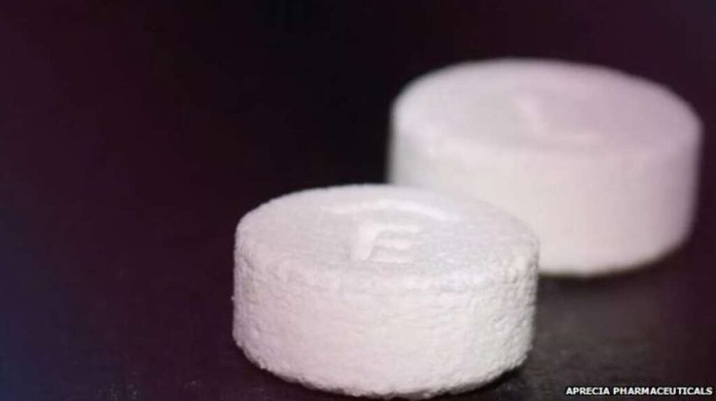 The 3D-printed Spritam levetiracetam (Credit: Aprecia Pharmaceuticals)