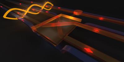An artist's rendering of the quantum Fredkin (controlled-SWAP) gate, powered by entanglement, operating on photonic qubits. CREDIT Raj Patel and Geoff Pryde, Center for Quantum Dynamics, Griffith University.