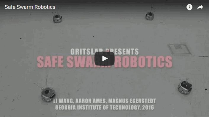 Swarm of robots might collide with each other when performing complicated tasks. It's often hard to plan swarm behavior with non-intrusive collision avoidance. This video shows how a minimally invasive safety controller can be added in order for safety and higher-level objectives to be achieved simultaneously. Click on learn more to see the video