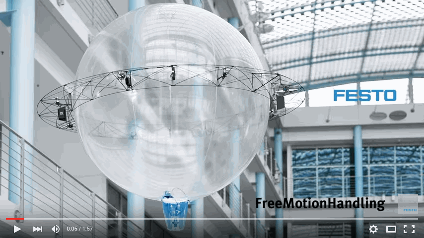 With the ultra-light FreeMotionHandling indoor flying object, Festo has for the first time combined gripping and flying in a single future concept. The autonomous indoor flying object can manoeuvre freely in any direction, independently picking up and dropping off items where they are required.