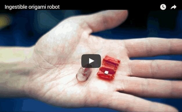 Ingestible origami robot steered by external magnetic fields