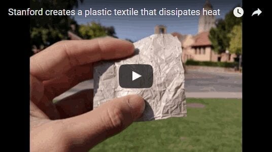 A plastic clothing material that cools the skin cutting the need for AC