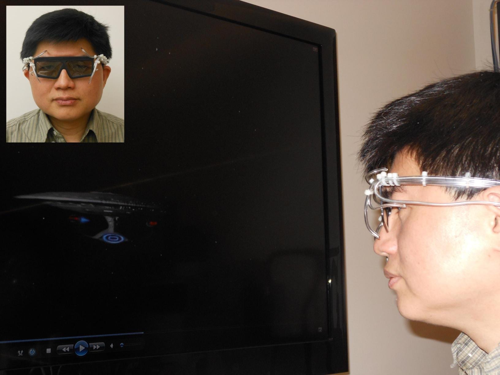4-D goggles that allows wearers to be physically “touched” by a movie