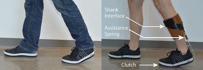First inexpensive ankle exoskeleton that could be worn under clothes without restricting motion