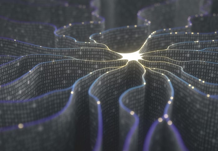 3D illustration of an artificial neuron