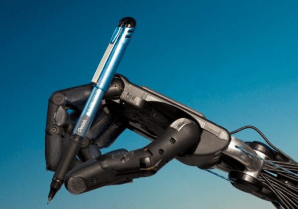 The Shadow Robot Dexterous Hand is comparable to a human hand, reproducing all of its degrees of freedom