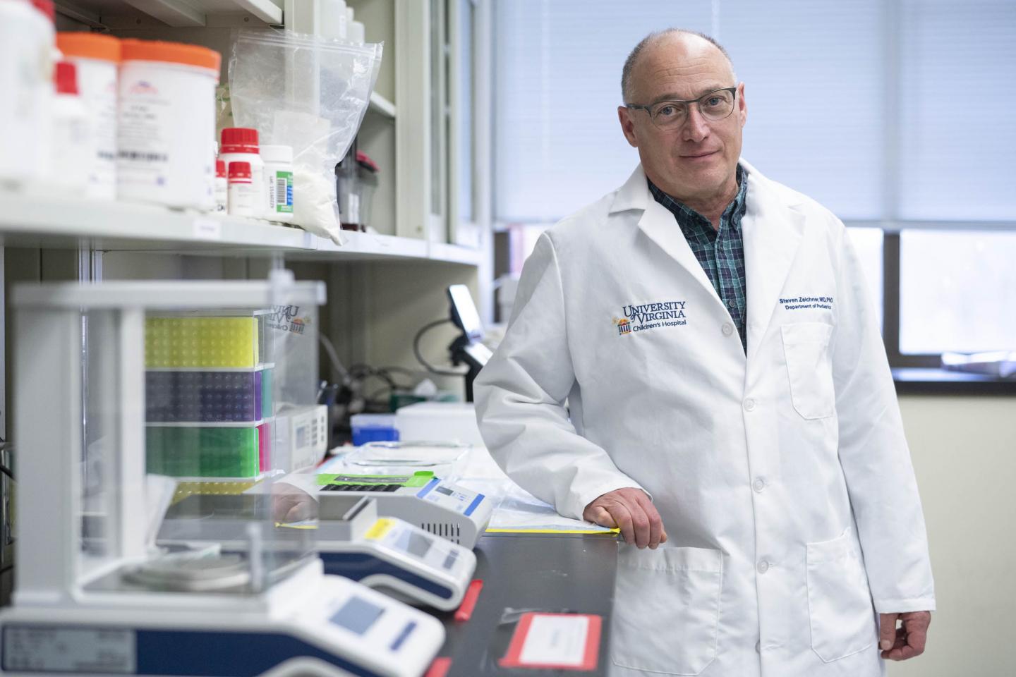 Steven L. Zeichner, MD, PhD, of UVA Children's, says the vaccine could be produced very quickly, at very low cost, in existing factories around the world. The vaccine was developed using a platform Zeichner invented to speed vaccine development.

CREDIT
Dan Addison | UVA Communications