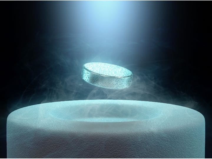 A superconductor possesses the unique ability to exhibit zero resistance when electricity moves through a superconducting wire and expulsion of a magnetic field generated by a magnet – appearing to the eye as levitation.