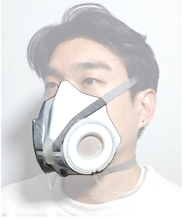 A dynamic respirator changes its pore size in response to changing conditions, making it easier for the wearer to breathe; clear tubing connects the mask to a portable device that communicates with a computer.
Credit: Adapted from ACS Nano 2021, DOI: 10.1021/acsnano.1c06204