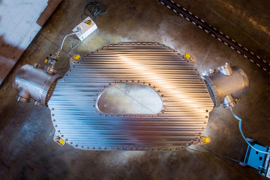 This large-bore, full-scale high temperature superconductor magnet designed and built by Commonwealth Fusion Systems and MIT's Plasma Science and Fusion Centre has demonstrated a record-breaking 20 tesla magnetic field.  It is the strongest fusion magnet in the world.

Credit: Gretchen Ertl, CFS/MIT-PSFC, 2021