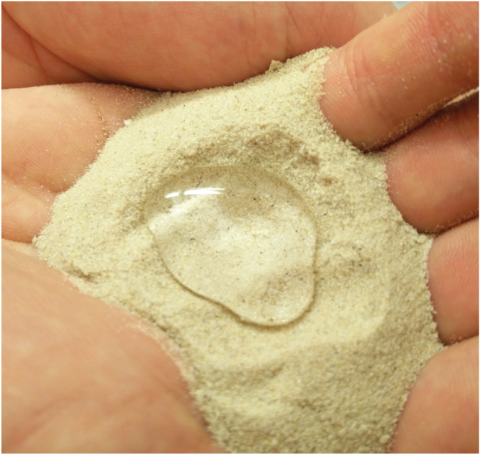 Paraffin wax-coated sand is an extremely water-repellant material, which keeps soil wet and increases crop yields in arid environments. Credit: Adapted from ACS Agricultural Science &Technology 2022, DOI: 10.1021/acsagscitech.1c00148