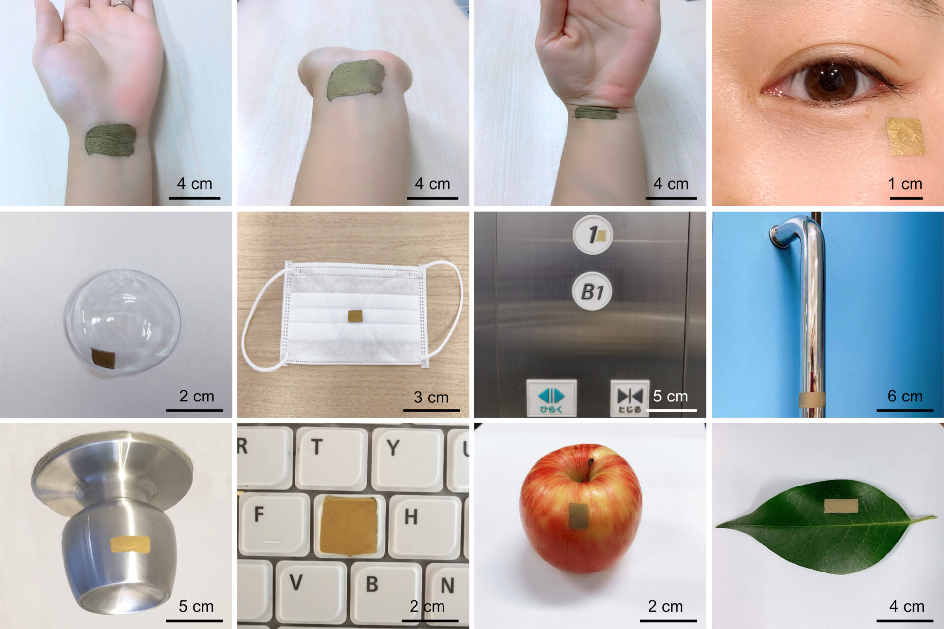 Stretchy sensor. Although very thin, the gold nanomesh sensor is very durable and can be stretched and deformed without breaking. Therefore, it can be adhered to many different kinds of surfaces — not just human skin — for different sensing purposes. Credit: Goda et al.