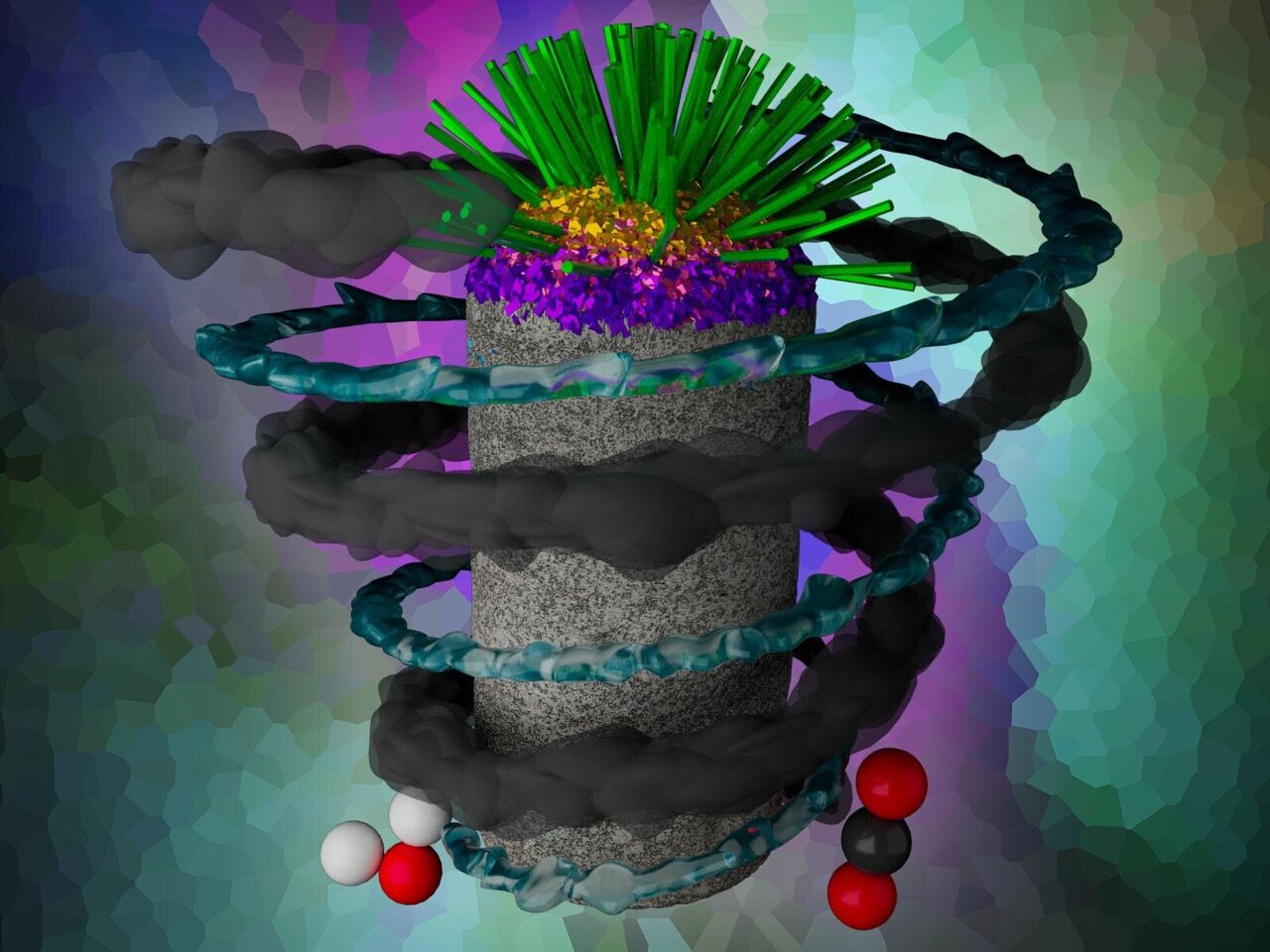 Mineralizing carbon dioxide underground is a potential carbon storage method. (Illustration by Cortland Johnson | Pacific Northwest National Laboratory)