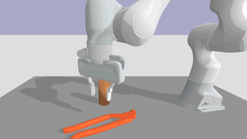Princeton researchers have found that human-language descriptions of tools can accelerate the learning of a simulated robotic arm lifting and using a variety of tools. Animation by the researchers; GIF by Neil Adelantar