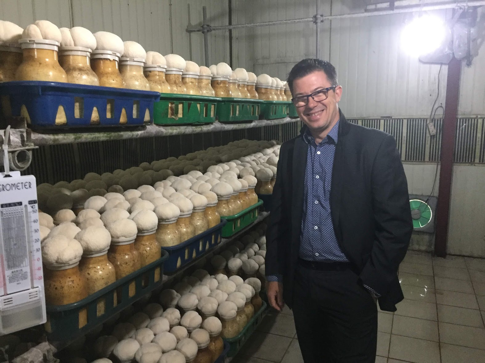 QBI's Professor Fred Meunier with the Lion's mane mushrooms that are improving neurite outgrowth.