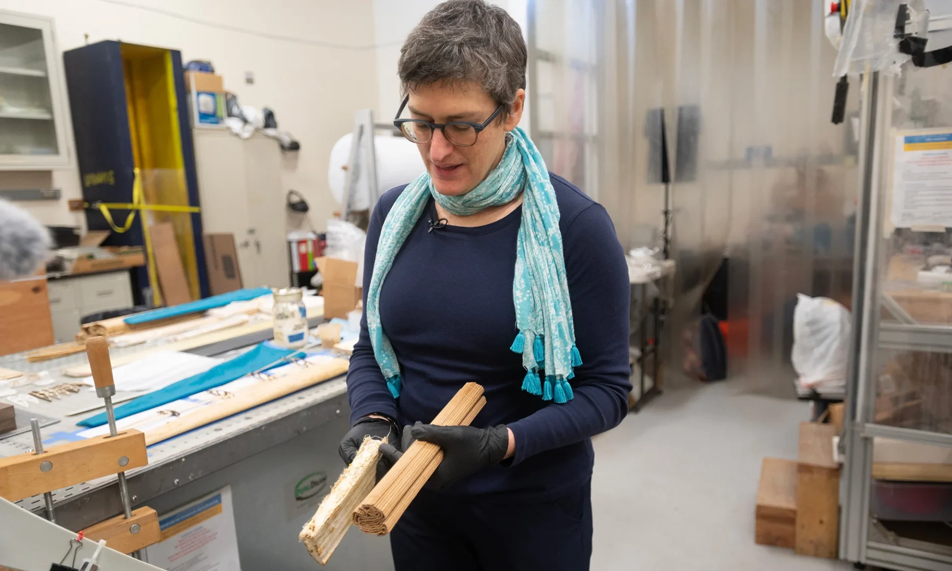 Valeria La Saponara, a professor in the Department of Mechanical and Aerospace Engineering, has a vision to develop compostable, ecologically sound wind turbine blades from bamboo and mycelium. (Gregory Urquiaga/UC Davis)