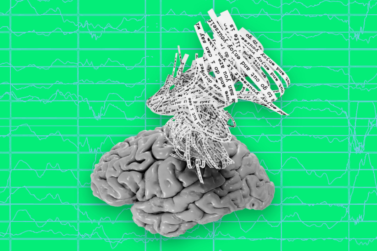 A new artificial intelligence system called a semantic decoder can translate a person’s brain activity — while listening to a story or silently imagining telling a story — into a continuous stream of text. Illustration credit: Jerry Tang/Martha Morales/The University of Texas at Austin.