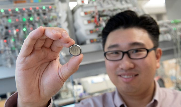 “We are basically the first group that started thinking about the supply chain, or the pain point, that nickel will bring to the EV industry in a matter of, I would say, three to five years,” says Huolin Xin, UCI professor of physics & astronomy, lead author of a paper in Nature Energy on a new way to use nickel in lithium-ion batteries. Steve Zylius / UCI