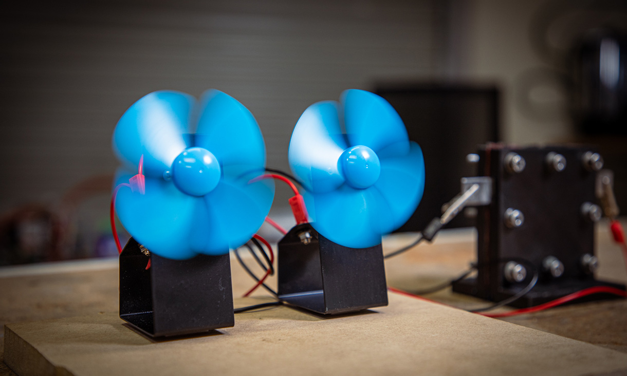 The team has demonstrated the proton battery as a working device that can power small fans for several minutes. Credit: RMIT University