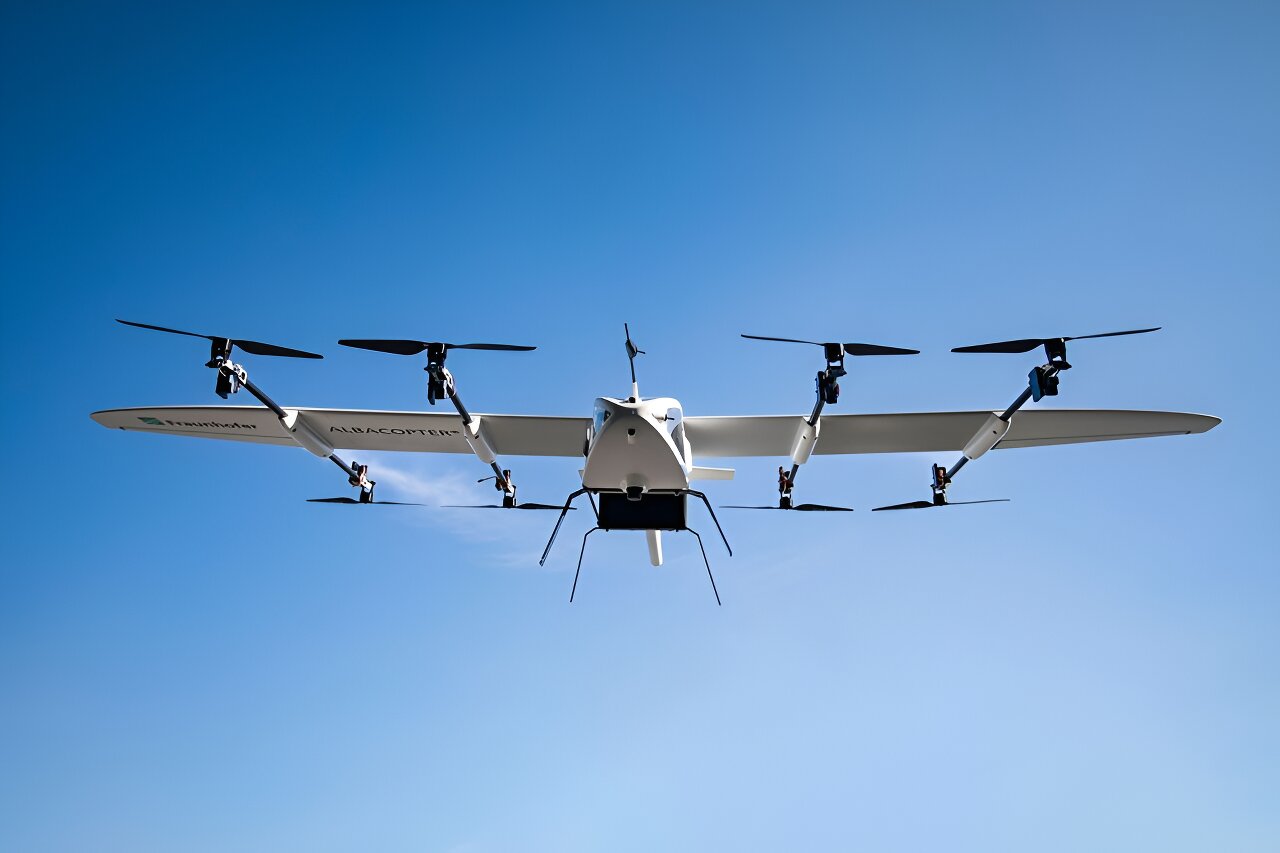 The ALBACOPTER® – a cross between a multicopter and a glider Credit: Fraunhofer IVI