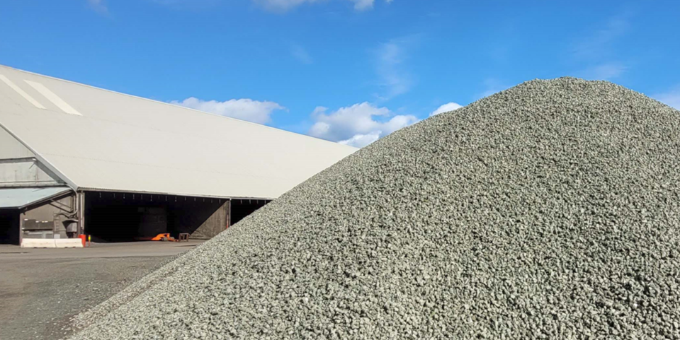 Once almost worthless, 300,000 tonnes of a slag material called SiGS may now be turned into a valuable building material. Photo courtesy of Eramet.